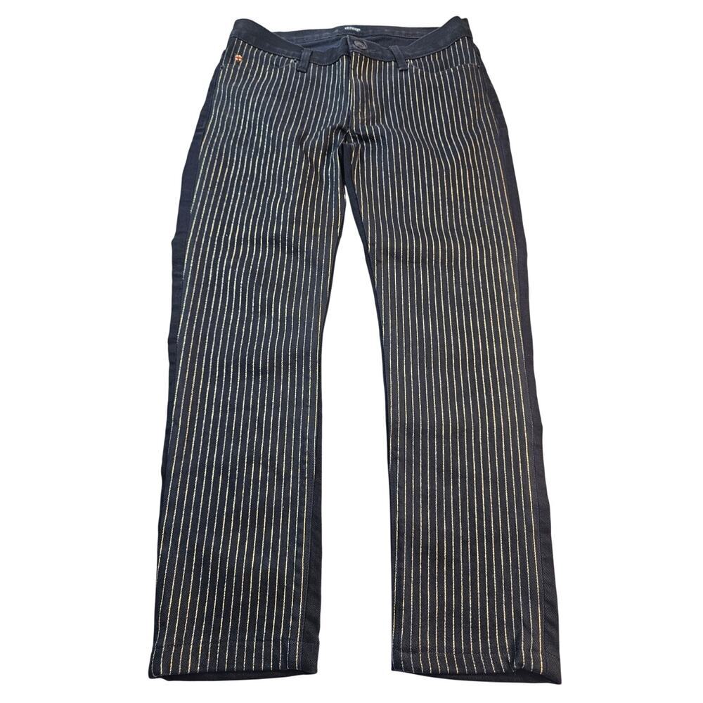 NWT Hudson Black Gold Metallic Striped Straight Ankle Jeans 25 grunge emo 90s